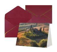 WLKSNBVD Greetings Card with Envelopes Tuscany Landscape Tree Scenery Farm Thinking of You Card 4x6 Blank Note Cards for Birthday Baby Shower Congratulations Wedding Thank You Cards All Occasion