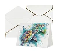 WLKSNBVD Greetings Card with Envelopes Two turtles watercolor splash Thinking of You Card 4x6 Blank Note Cards for Birthday Baby Shower Congratulations Wedding Thank You Cards All Occasion