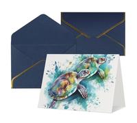 WLKSNBVD Greetings Card with Envelopes Two turtles watercolor splash Thinking of You Card 4x6 Blank Note Cards for Birthday Baby Shower Congratulations Wedding Thank You Cards All Occasion