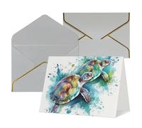 WLKSNBVD Greetings Card with Envelopes Two turtles watercolor splash Thinking of You Card 4x6 Blank Note Cards for Birthday Baby Shower Congratulations Wedding Thank You Cards All Occasion