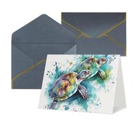 WLKSNBVD Greetings Card with Envelopes Two turtles watercolor splash Thinking of You Card 4x6 Blank Note Cards for Birthday Baby Shower Congratulations Wedding Thank You Cards All Occasion