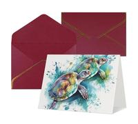 WLKSNBVD Greetings Card with Envelopes Two turtles watercolor splash Thinking of You Card 4x6 Blank Note Cards for Birthday Baby Shower Congratulations Wedding Thank You Cards All Occasion