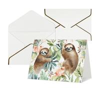 WLKSNBVD Greetings Card with Envelopes Watercolor Sloth Thinking of You Card 4x6 Blank Note Cards for Birthday Baby Shower Congratulations Wedding Thank You Cards All Occasion