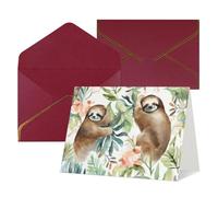 WLKSNBVD Greetings Card with Envelopes Watercolor Sloth Thinking of You Card 4x6 Blank Note Cards for Birthday Baby Shower Congratulations Wedding Thank You Cards All Occasion