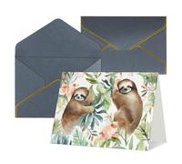 WLKSNBVD Greetings Card with Envelopes Watercolor Sloth Thinking of You Card 4x6 Blank Note Cards for Birthday Baby Shower Congratulations Wedding Thank You Cards All Occasion