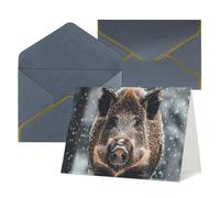 WLKSNBVD Greetings Card with Envelopes Wild Boar Thinking of You Card 4x6 Blank Note Cards for Birthday Baby Shower Congratulations Wedding Thank You Cards All Occasion