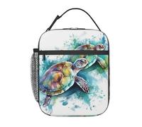 WLKSNBVD Insulated Lunch Bag Two turtles watercolor splash Lunch Box for Women Men Reusable Leakproof Lunch Cooler Bag for Office Picnic