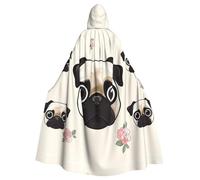 WLKSNBVD Navy camouflage pattern Hooded Cloak Halloween Costumes Wizard Cloak Medieval Renaissance Cosplay Cape Robe with Hood, Line Pug, One size