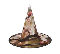 WLKSNBVD Plum Tree Blossom Wizard Hat for Adult Halloween Decor Costume Hanging Witch Hat Cosplay Accessory, Black, 3 PCS