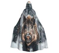 WLKSNBVD Polygonal playing cards Hooded Cloak Halloween Costumes Wizard Cloak Medieval Renaissance Cosplay Cape Robe with Hood, Wild Boar, One Size