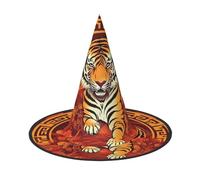 WLKSNBVD Prosperity in the Year of the Tiger Wizard Hat for Adult Halloween Decor Costume Hanging Witch Hat Cosplay Accessory, Black, 3 PCS