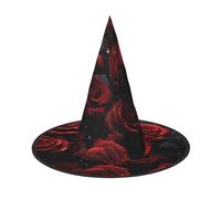 WLKSNBVD Red Rose Photo Wizard Hat for Adult Halloween Decor Costume Hanging Witch Hat Cosplay Accessory, Black, 2 PCS