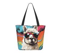 WLKSNBVD Tote Bag for Women Purse and Handbags Tote Shoulder Shopping Bag Alpaca wearing sunglasses Messenger Bag