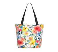 WLKSNBVD Tote Bag for Women Purse and Handbags Tote Shoulder Shopping Bag Bright floral watercolor Messenger Bag