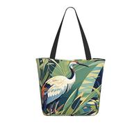 WLKSNBVD Tote Bag for Women Purse and Handbags Tote Shoulder Shopping Bag Crane Bird Wild Plants Messenger Bag