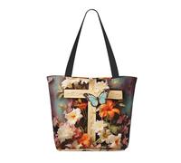 WLKSNBVD Tote Bag for Women Purse and Handbags Tote Shoulder Shopping Bag Flower branches on the cross Messenger Bag