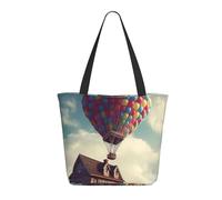 WLKSNBVD Tote Bag for Women Purse and Handbags Tote Shoulder Shopping Bag Hot Air Balloon Wooden House Messenger Bag