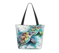 WLKSNBVD Tote Bag for Women Purse and Handbags Tote Shoulder Shopping Bag Two turtles watercolor splash Messenger Bag