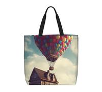 WLKSNBVD Tote Bag for Women Purse and Handbags Tote Shoulder Shopping Bag Vintage Chemistry Lab Messenger Bag, Hot Air Balloon Wooden House, One Size