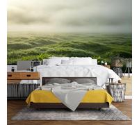 WLLDDDIU 3D Panoramic Misty Green Meadow Wall Mural, Waterproof Vinyl Peel and Stick Wallpaper Removable Natural Scenery Wall Covering for Bedroom Hallway Lounge Home Decor 343X256Cm(135X101inch)