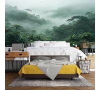 WLLDDDIU 3D Panoramic Self Adhesive Vinyl Wall Mural Wallpaper, Misty Tropical Rainforest Landscape Wallpaper Peel and Stick Waterproof Removable Nature Wall Covering for Living Room Bedroom Cccc 24