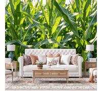 WLLDDDIU 3D Panoramic Self Adhesive Wall Mural, Large Green Corn Leaf Botanical Nature Wallpaper Peel and Stick Waterproof Removable Vinyl Wall Decor for Bedroom Farmhouse Living Room Study 240×160