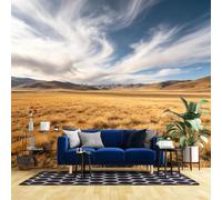 WLLDDDIU 3D Panoramic Self Adhesive Wall Mural Wallpaper for Living Room, Golden Grassland Landscape Wallpaper Peel and Stick Waterproof Removable Vinyl Wall Covering Home Decor 120×80Cm(47×31inch