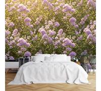 WLLDDDIU 3D Panoramic Self Adhesive Wall Mural Wallpaper, Sunlit Purple Floral Wallpaper Peel and Stick Waterproof Removable Vinyl Wall Sticker for Bedroom Living Room Cafe Decor 365X254Cm(144X100in