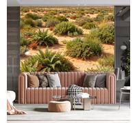 WLLDDDIU 3D Panoramic Self Adhesive Wallpaper Mural, Desert Shrub Fern Landscape Wallpaper Peel and Stick Waterproof Removable Vinyl Wrap for Bedroom Living Room, Southwest Botanical Wall Decor 365X