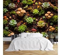 WLLDDDIU 3D Panoramic Self Adhesive Wallpaper Wall Mural, Green Forest Botanical Landscape Wallpaper Peel and Stick Waterproof Removable Vinyl Wall Decor for Lounge Living Room Nursery Home Decor 24
