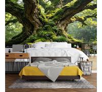 WLLDDDIU 3D Panoramic Wall Mural Wallpaper, Giant Old Tree Forest Landscape Peel and Stick Wallpaper Self Adhesive Removable Waterproof Woodland Wall Covering for Bedroom Living Room 365X254Cm(144X1