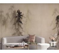 WLLDDDIU 3D Wallpaper, Chinese Style Abstract Hand Painted Ink Wash Pine Tree Mural Peel and Stick Self Adhesive Wallpaper Art Wall Decor for Living Room Bedroom Office 121X91Cm(48X36inch)