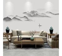 WLLDDDIU 3D Wallpaper, Chinese Style Ink Landscape Wallpaper Misty Mountain Mural Self Adhesive Peel and Stick Wall Stickers for Living Room Study Tea Room Home Decor 365X254Cm(144X100inch)