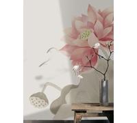 WLLDDDIU 3D Wallpaper, Chinese Style Modern Pink Lotus Self Adhesive Wallpaper Peel and Stick Detachable Contact Paper Wall Mural Vinyl Suitable for Decorative Bedroom Living Room 243X167Cm(96X66inc