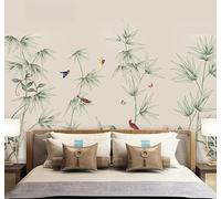 WLLDDDIU 3D Wallpaper, Traditional Chinese Style Bamboo Birds Wallpaper Self Adhesive Contact Paper Mural Vinyl Large Art Wallcovering Home Decor for Tea Room Study Bedroom 392X280Cm(154X110inch)