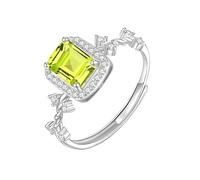 WLLDDDIU 5X7Mm Cushion Cut Natural Gemstone Sterling Silver Twist Rope Ring for Womens Birthstone Solitaire Engagement Ring Cz Eternity Anniversary Wedding Band for Her Peridot