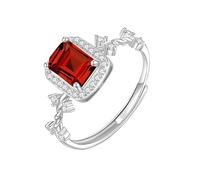 WLLDDDIU 5X7Mm Cushion Cut Natural Gemstone Sterling Silver Twist Rope Ring for Womens Birthstone Solitaire Engagement Ring Cz Eternity Anniversary Wedding Band for Her Ruby