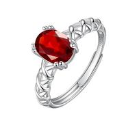 WLLDDDIU 925 Sterling Silver Birthstone Rings Oval Cut Natural Gemstone Solitaire Promise Rings for Women Twisted infinity Band Anniversary Eternity Wedding Band for Her Ruby