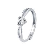 WLLDDDIU 925 Sterling Silver Heart Knot Ring for Women Adjustable Open Band Dainty Twist Cubic Zirconia infinity Love Ring Thoughtful Present for Mom Wife Girlfriend Silver
