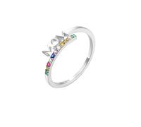 WLLDDDIU 925 Sterling Silver Mom Ring with Colorful Gemstones Dainty Promise Ring for Women, Thoughtful Present for Mom From Kids Lovely Jewelry for Birthday Christmas Anniversary Silver