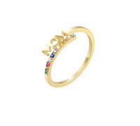 WLLDDDIU 925 Sterling Silver Mom Ring with Colorful Gemstones Dainty Promise Ring for Women, Thoughtful Present for Mom From Kids Lovely Jewelry for Birthday Christmas Anniversary Gold