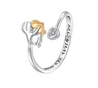 WLLDDDIU 925 Sterling Silver Mother & Child Hug Open Ring for Women Heart Cz Ring Adjustable Eternity Promise Band Thoughtful Present for Mom From Daughter Son