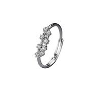 WLLDDDIU 925 Sterling Silver Zodiac Sign Open Rings for Women 12 Constellations Adjustable Statement Ring Horoscope Cubic Zirconia Wedding Band Jewelry Gifts for Her Silver Aquarius
