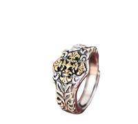 WLLDDDIU Adjustable Ring,925 Sterling Silver Open Adjustable Rings for Men Women Retro Distressed Punk Golden Crucifer Thumb Band Statement Finger Circlet Jewelry for Unisex Party Club