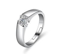 WLLDDDIU Adjustable Ring,Sterling Silver Rings Women 925 Round Zircon White Adjustable Rings Simple Solid Ring Sterling Dress Rings Engagement Ring Gifts For Men Woman Eternity Rings