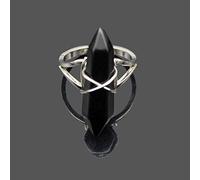 WLLDDDIU Adjustable Rings For Women, Natural Black Obsidian Ring Silver Forked Bullet Hexagonal Column Hoops Adjustable Women'S Open Hoops 7 Chakra Reiki Gemstone Bands Eternity Band For Girl