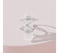 WLLDDDIU Adjustable Rings, Natural Quartz Stone Arrowhead Clear Crystal Rings For Women Gift Adjustable Gift Personality