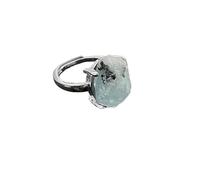 WLLDDDIU Adjustable Rings, Natural Stone Crystal Rings Aquamarine Irregular Charm Slice Ring Jewelry Lady Party Giftsstone Ring Adjustable