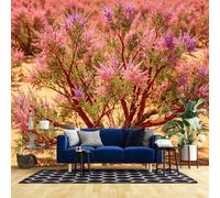 WLLDDDIU Boho Desert Pink Floral Wallpaper Mural, Large Natural Scenery Peel and Stick Wallpaper Self Adhesive Removable Waterproof Rustic Style Wall Sticker for Furniture Windowsill Lounge 280×180