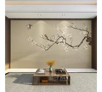 WLLDDDIU Chinese Retro Simple Hand Painted Flower Bird Wallpaper Mural Large Self Adhesive Wallcovering Peel and Stick Classical Painting Wall Sticker Vinyl for Home Decorations 300X250Cm(118X98inch